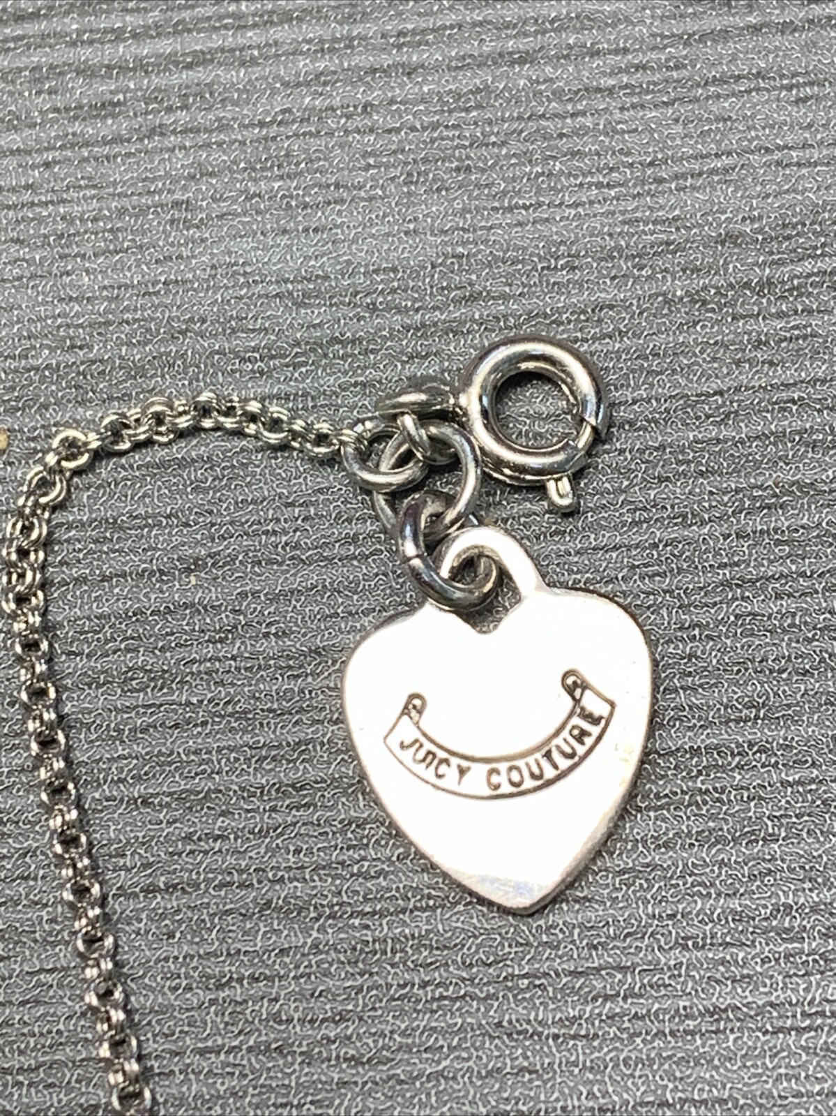 Vintage Juicy Couture Delicate Heart Charm Silver Tone BRACELET 6.5” Sz Small