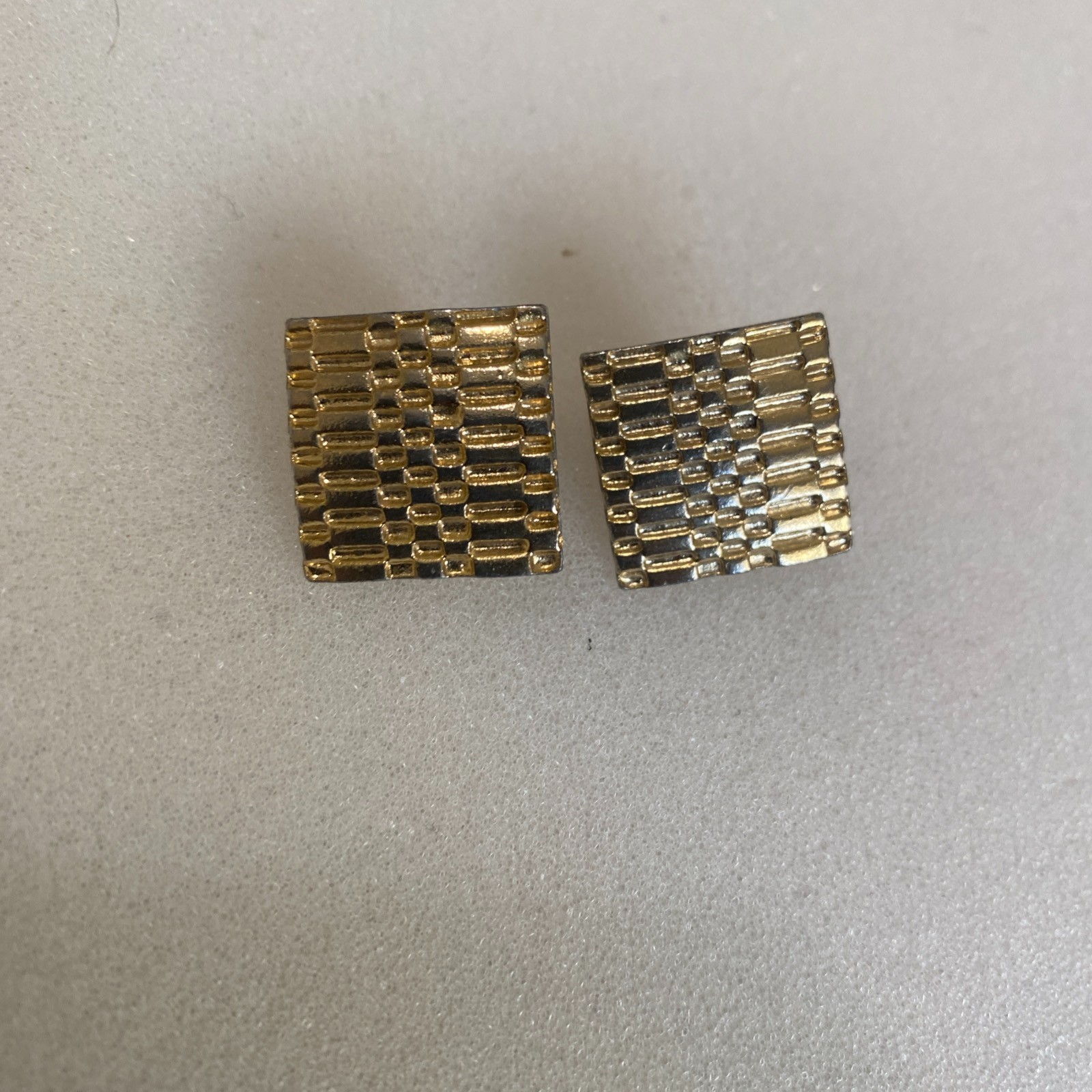 Monet Gold Tone Clip On Earrings Rectangle Vintage Costume Jewelry E17