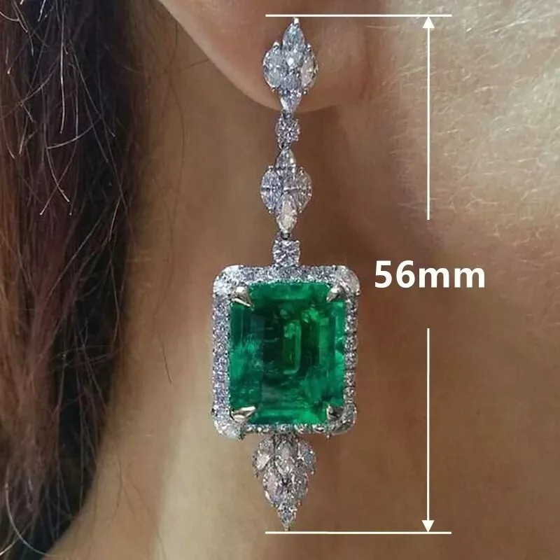 Art Deco Vintage Lab Created Diamond Gorgeous Unique Pretty 925 Silver Earring