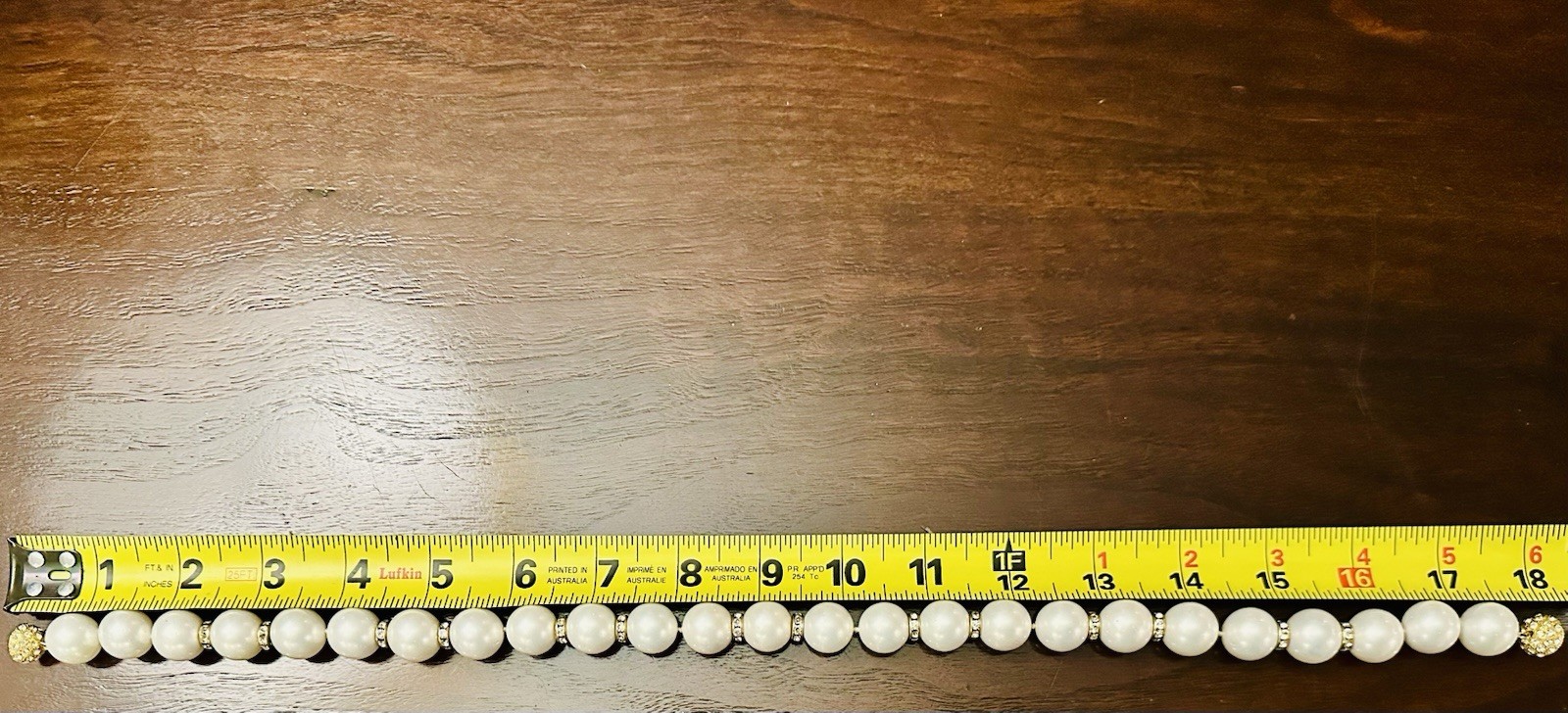 VTG Costume Pearl Necklace W Alternating Gold & Diamond Spacers 18” Jackie O