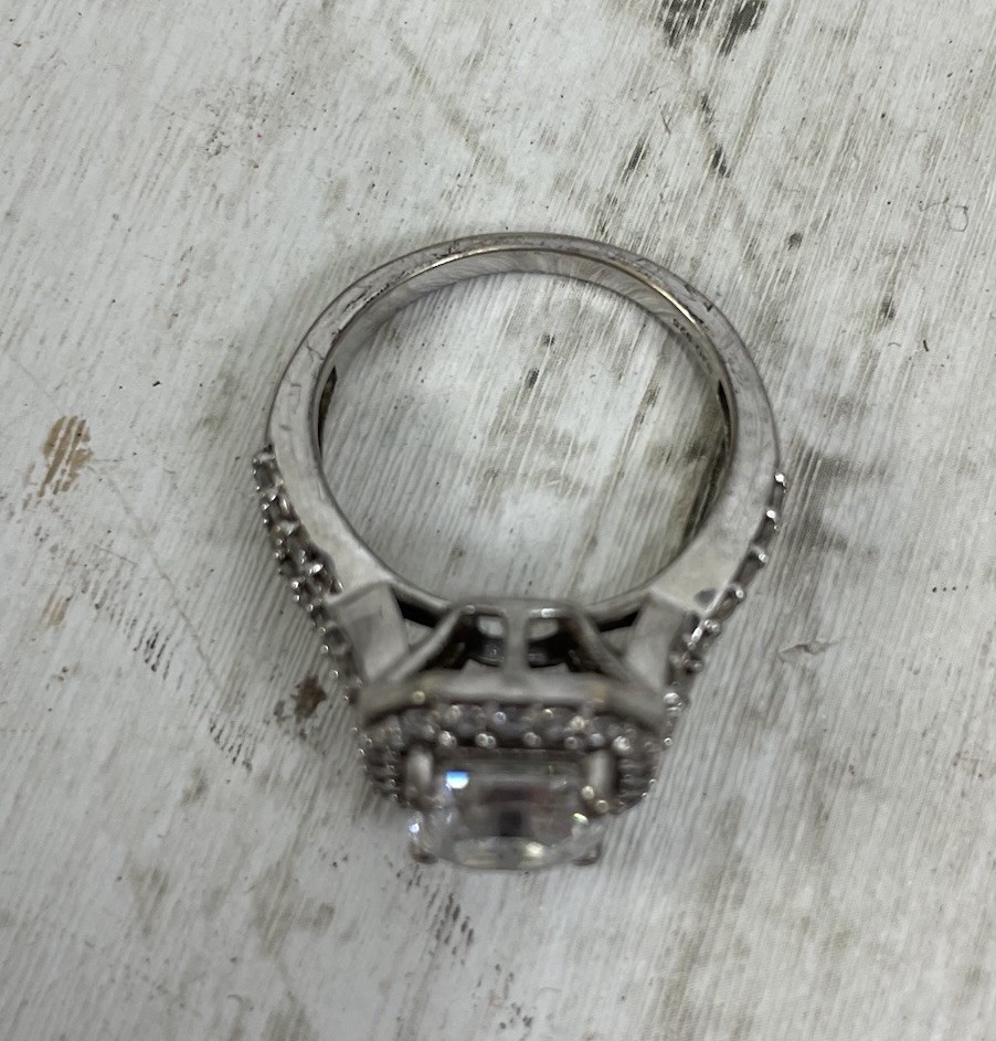 Sterling Silver 925 SJD White CZ Halo Engagement Wedding Ring Size 7.75