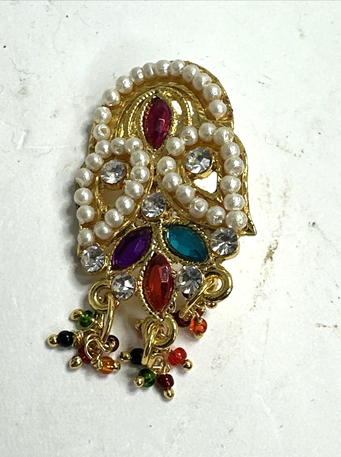 Costume Jewelry & Antique Lot in Brass-Lined Case – 19+ Pieces Pins, Bracelets