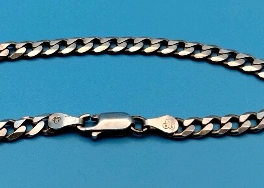 Sterling Silver 4mm 925 Cuban Chain 7.25 inch Bracelet 6.4g