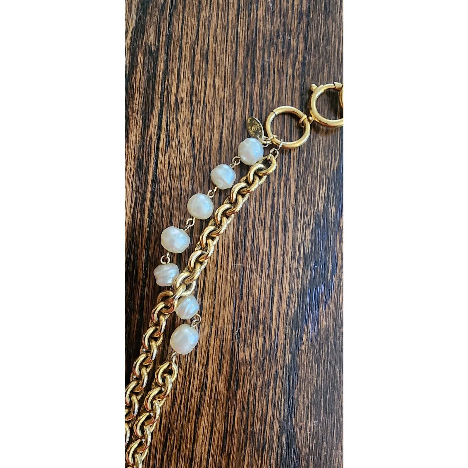 VTG Chanel 1984 Necklace Double Strand Gold Chain Pearl Documented Lagerfeld