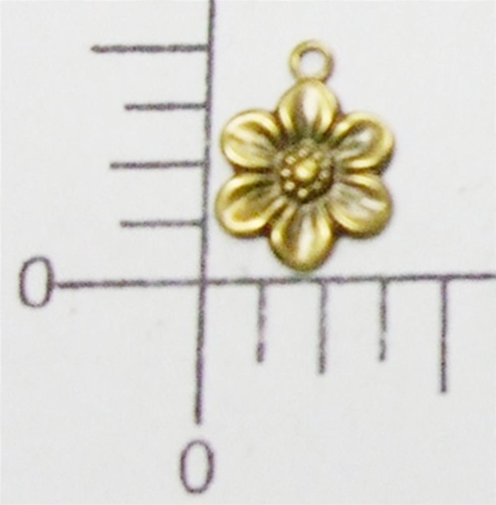 30013 6 Pc Brass Oxidized Small Flower Charm Jewelry Finding