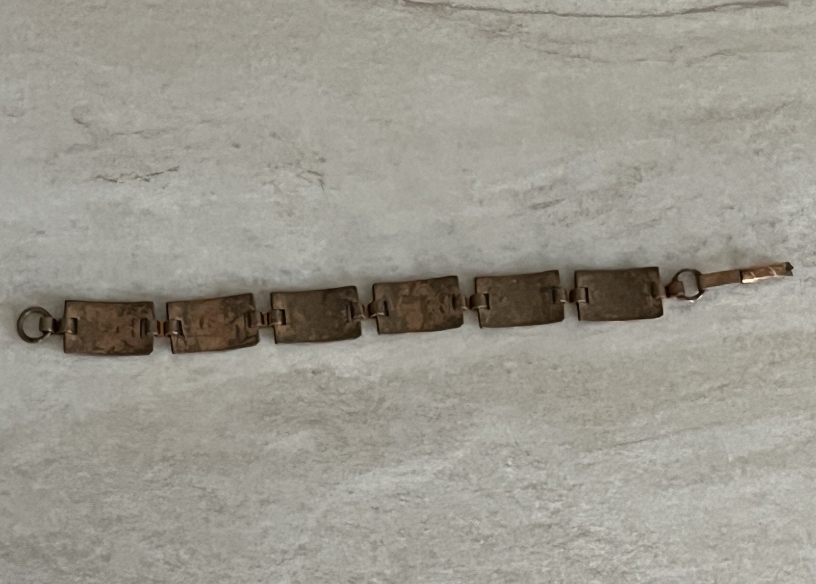 VTG Southwestern Style Rectangular Copper 6 1/4” Panel Link Bracelet Geometric