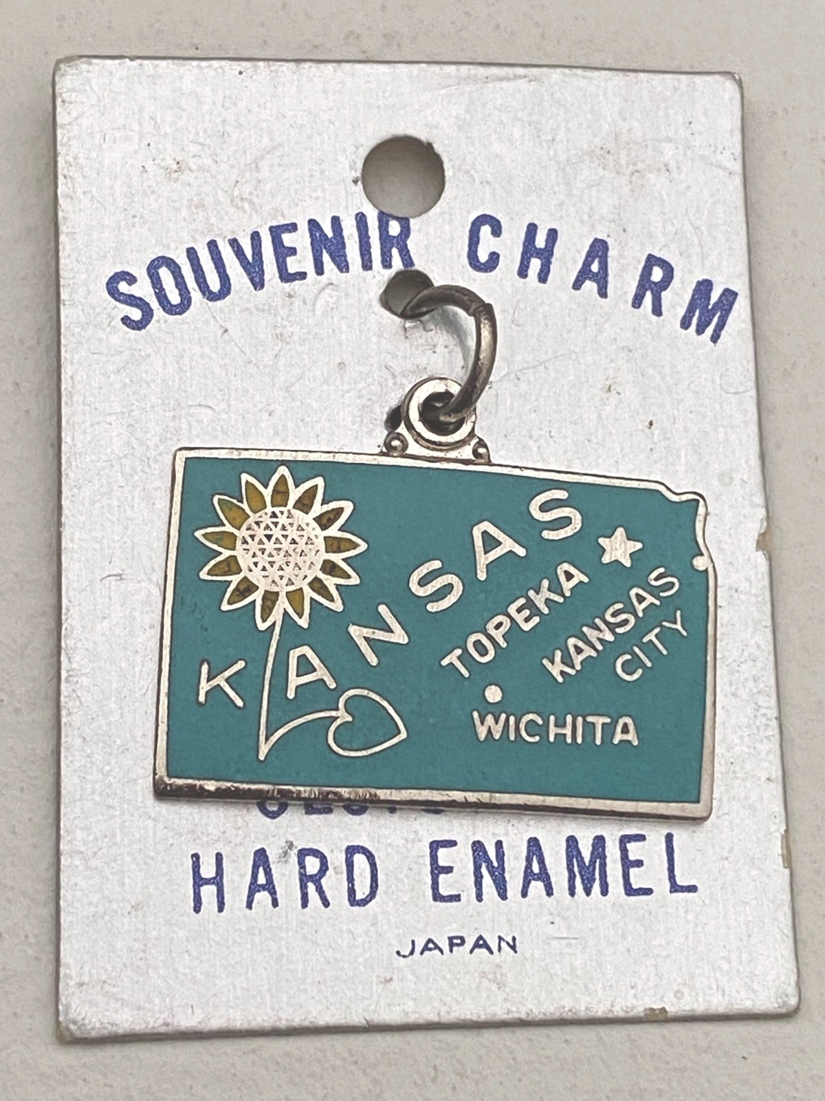 Vintage US Map Charms Retro Silver Cloisonné Enamel