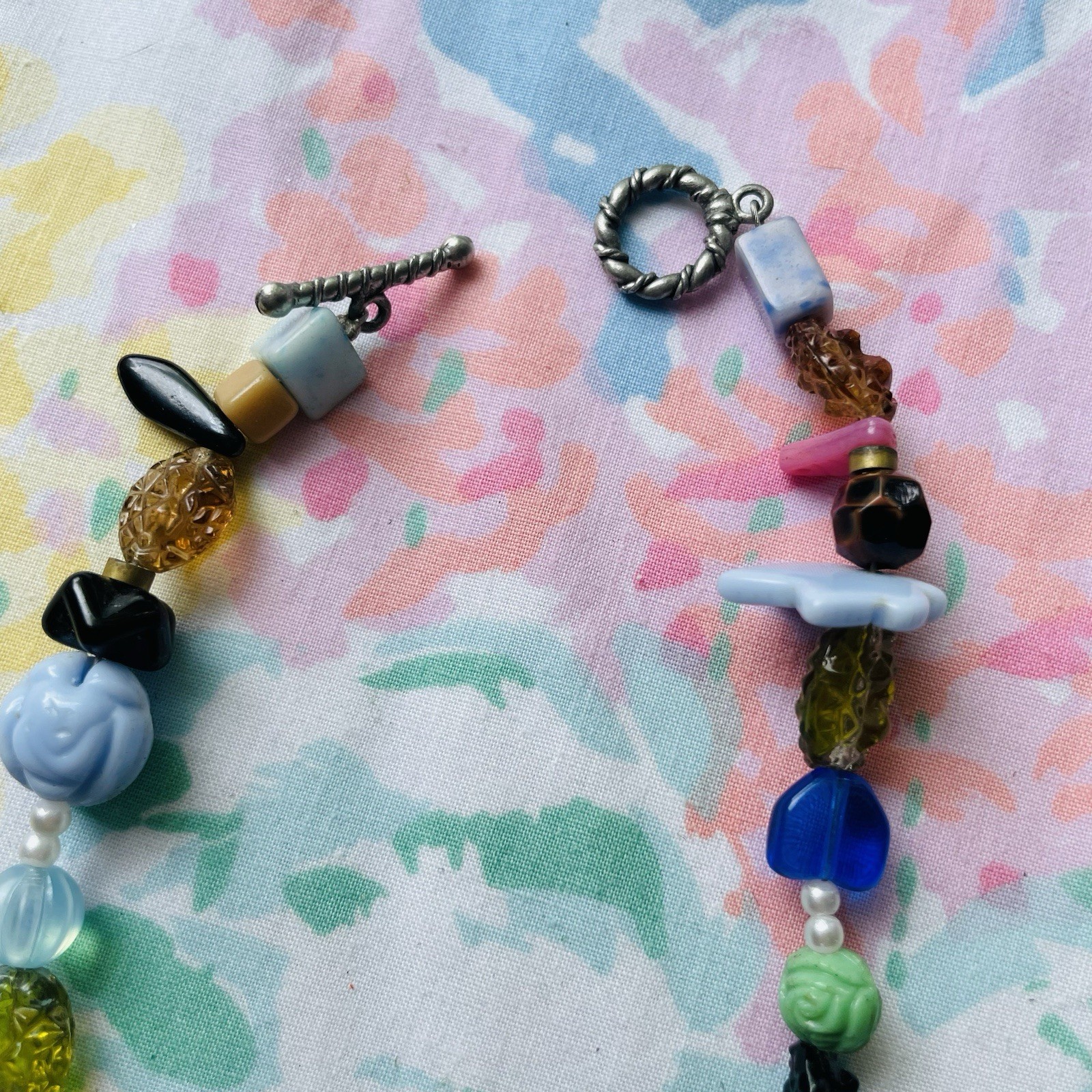 Vintage Lot Glass Art Bead Necklace Wooden Multicolor Bracelet Green Earrings