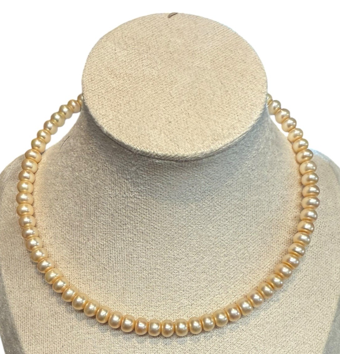 Vintage Genuine Pearls Wire Torque Choker Necklace Expandable