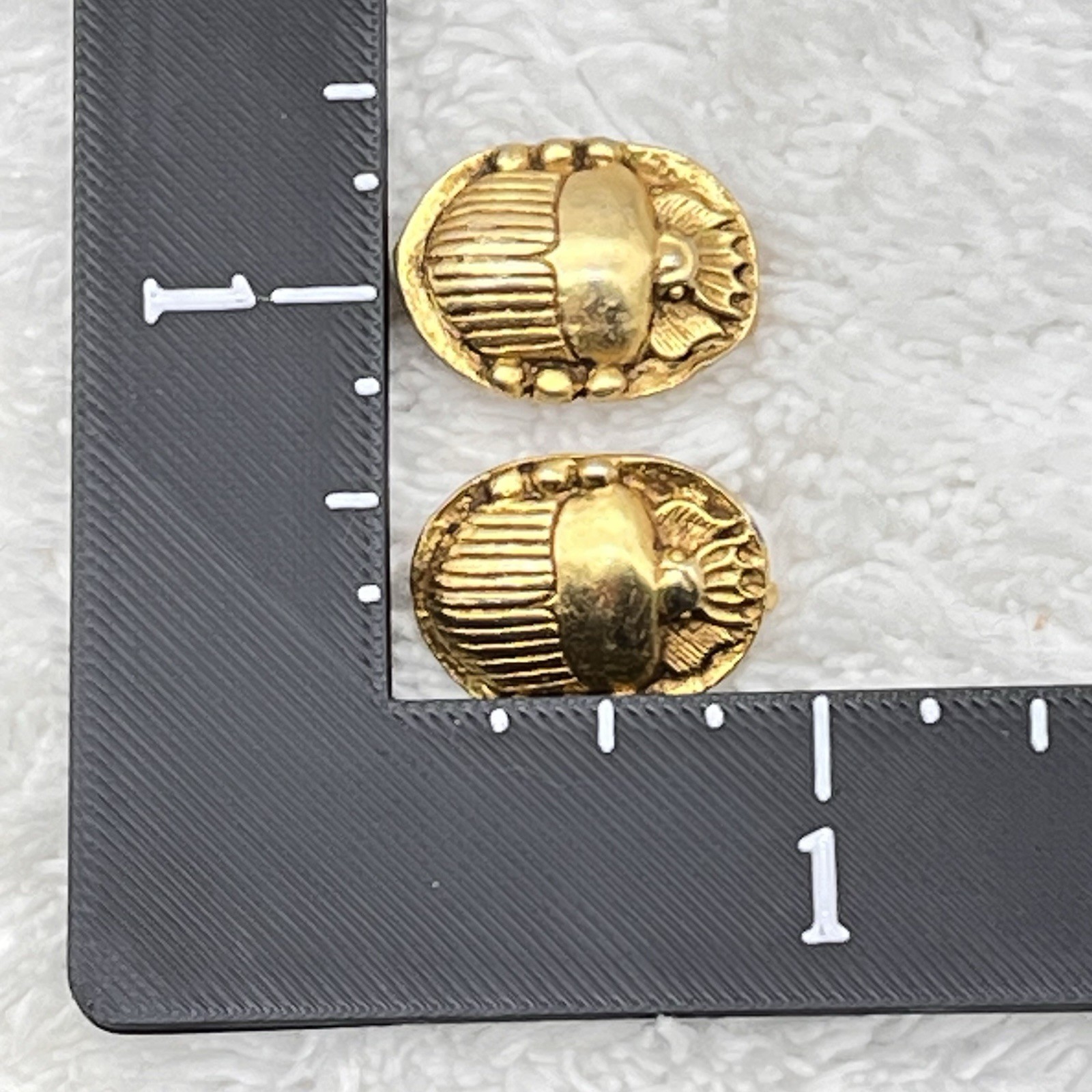 Vintage Scarab Beetle Brooch Lot of 2 Brushed Gold Tone Signed Alva Replica