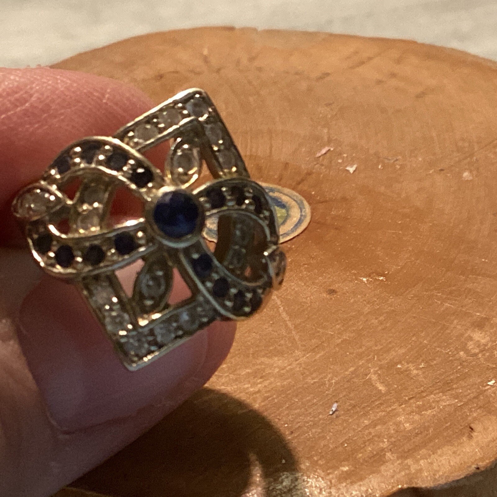 Vintage Electroplate Silver Tone Ring Art Deco Style Size 6.25