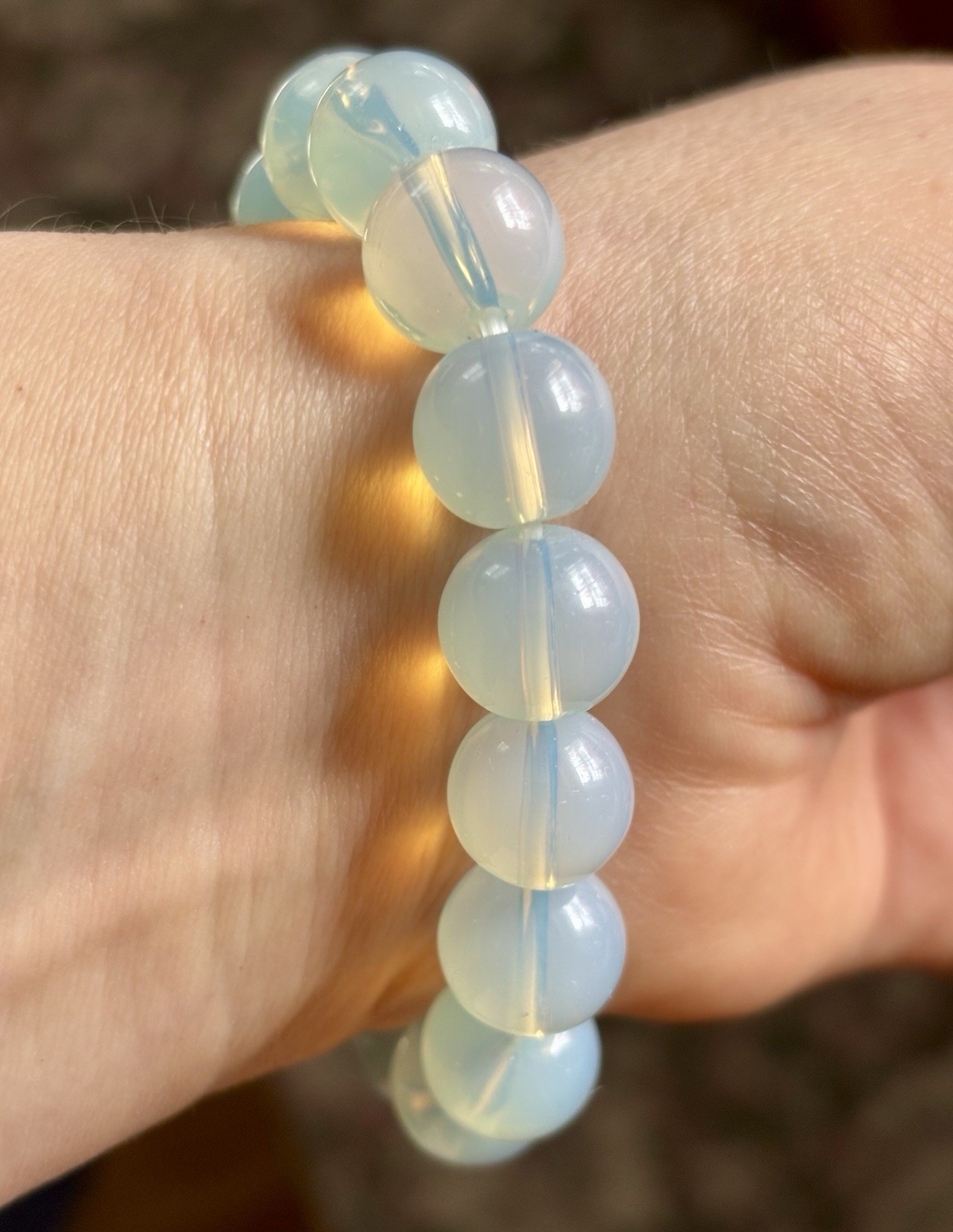 Vintage Opaline Glass Fabulous Beaded Elastic Bracelet Mint