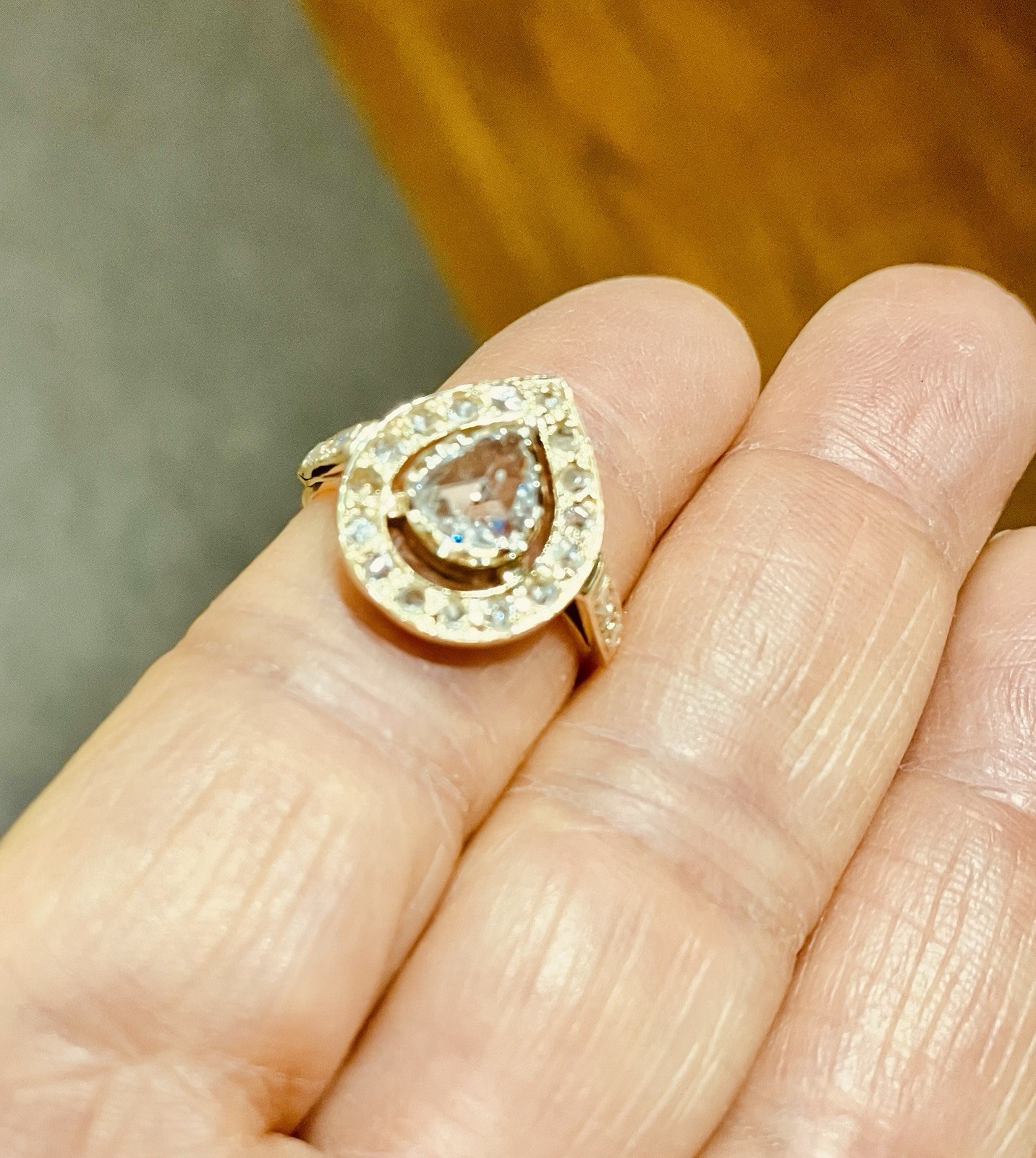 Vintage 14K Gold Rose-Cut Diamond Halo Ring