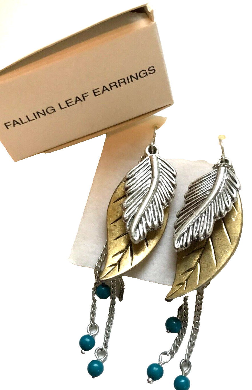 AVON NOS NEW OLD STOCK MARK. FALLING LEAF DROP PIERCED EARRINGS