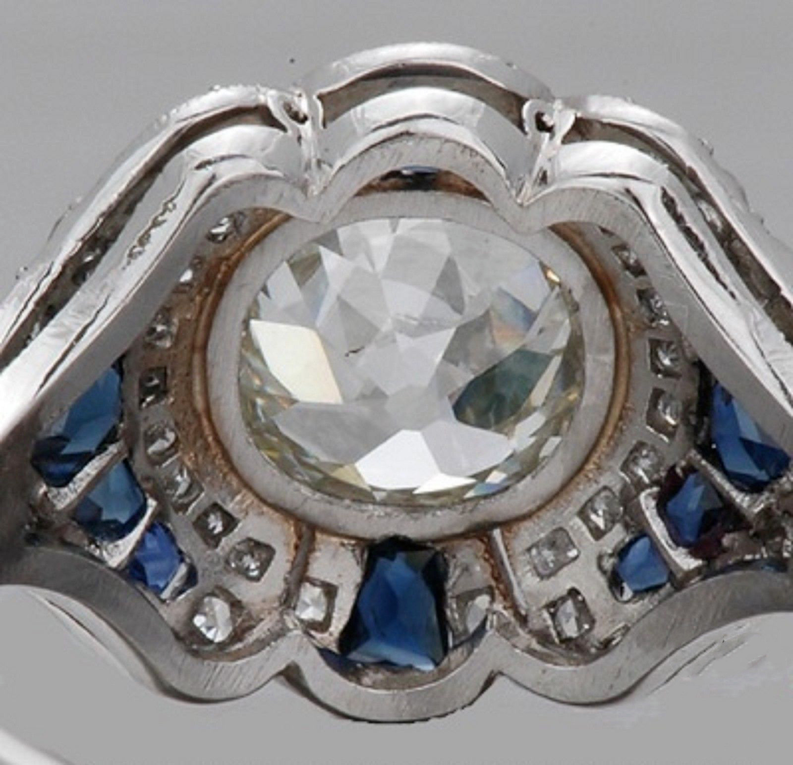 Vintage Art Deco Style Lab Created Diamond Engagement 14K White Gold Finish Ring