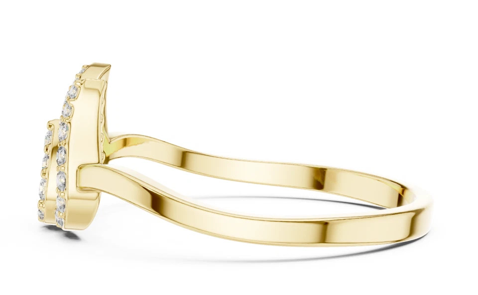 0.25TCW Round Cut White Moissanite Lotus Pattern Ring In Pure 10K Yellow Gold FN