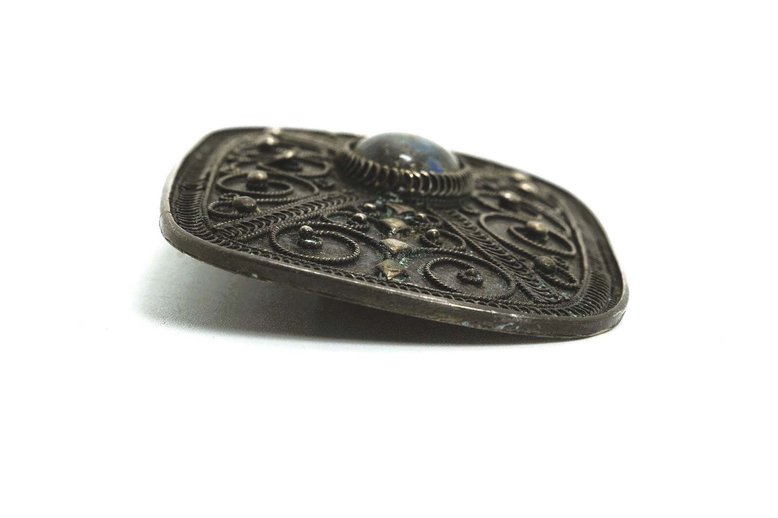 Vintage Silver & Sodalite Filigree Brooch