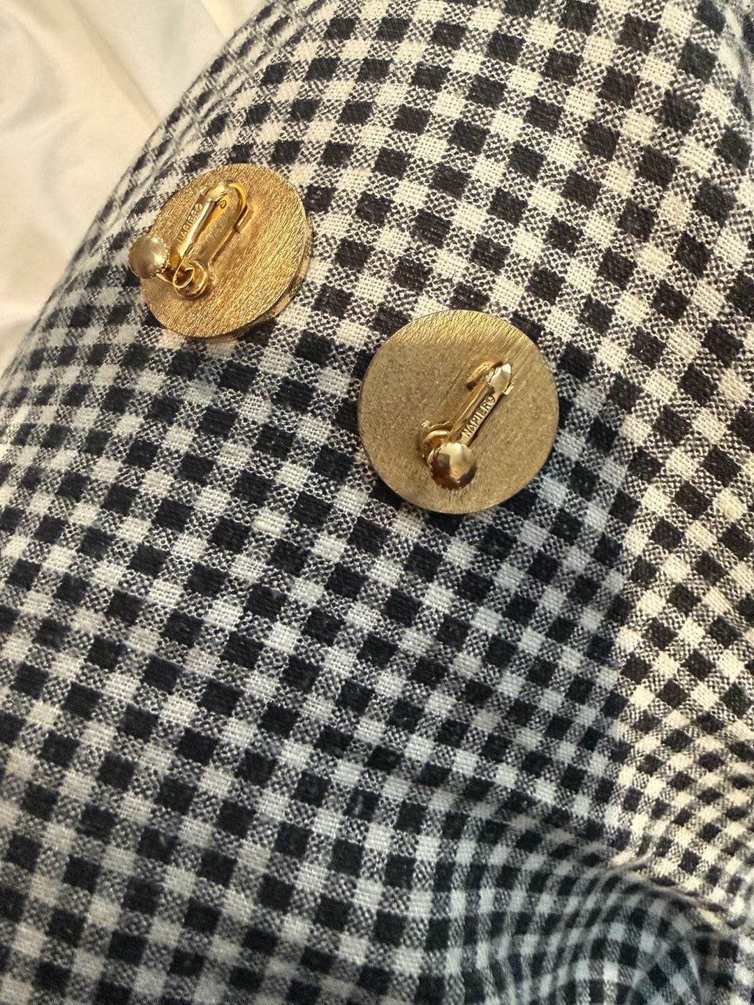 Vintage Napier Gold Tone Enamel Circle ScrewbackEarrings