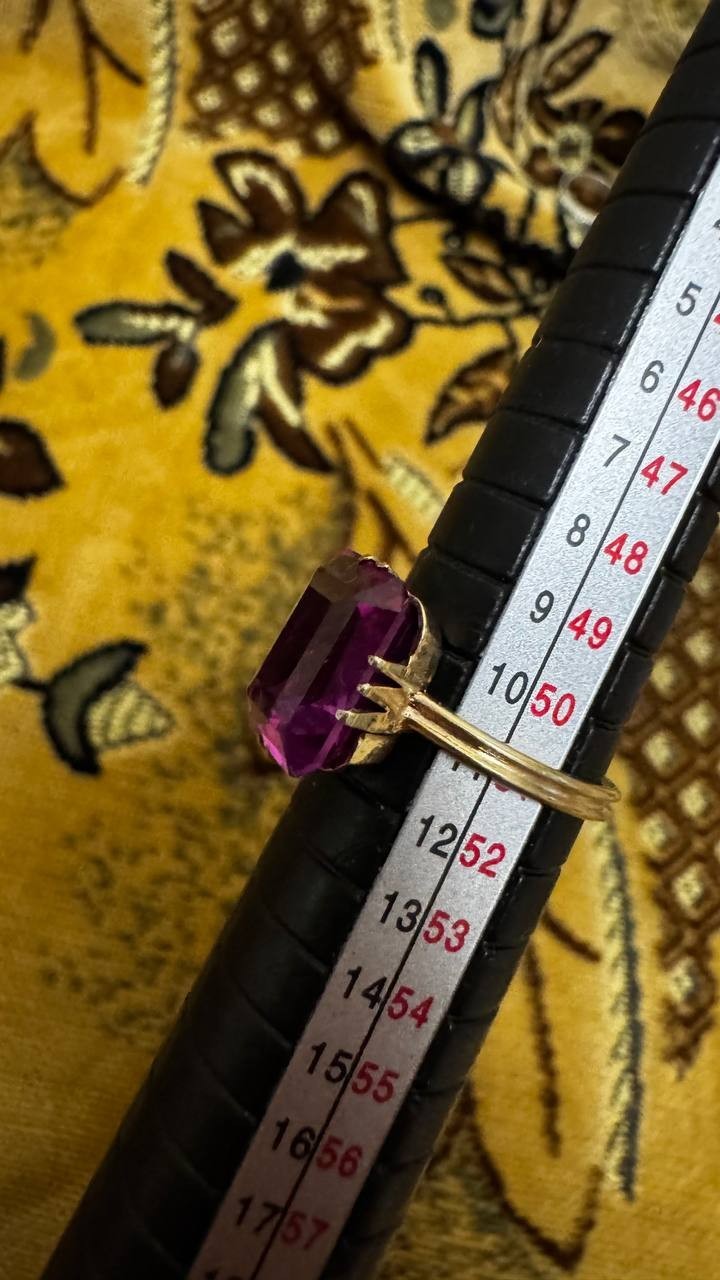 Vintage USSR Soviet 875 Sterling Silver Ring with Sapphire for Women 5.5
