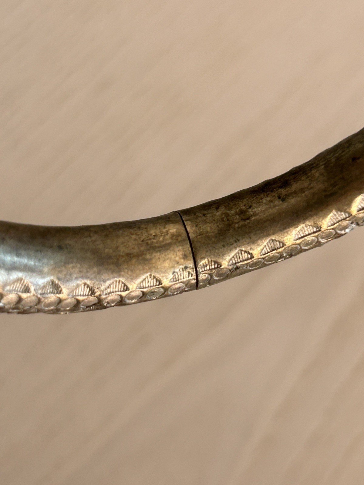 Antique Saigon Argent Dragon Silver Hinged Bangle Bracelet 1920s Art Deco