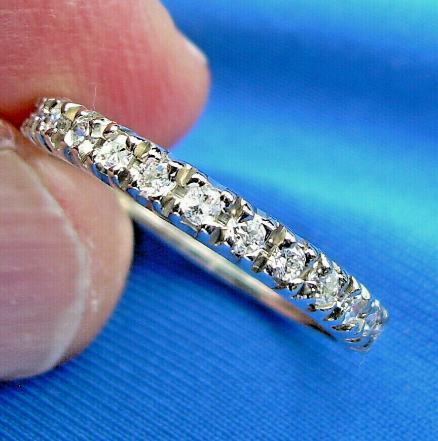 Original EARTH MINED DIAMOND Deco Wedding Band Anniversary Eternity Ring S 8.5