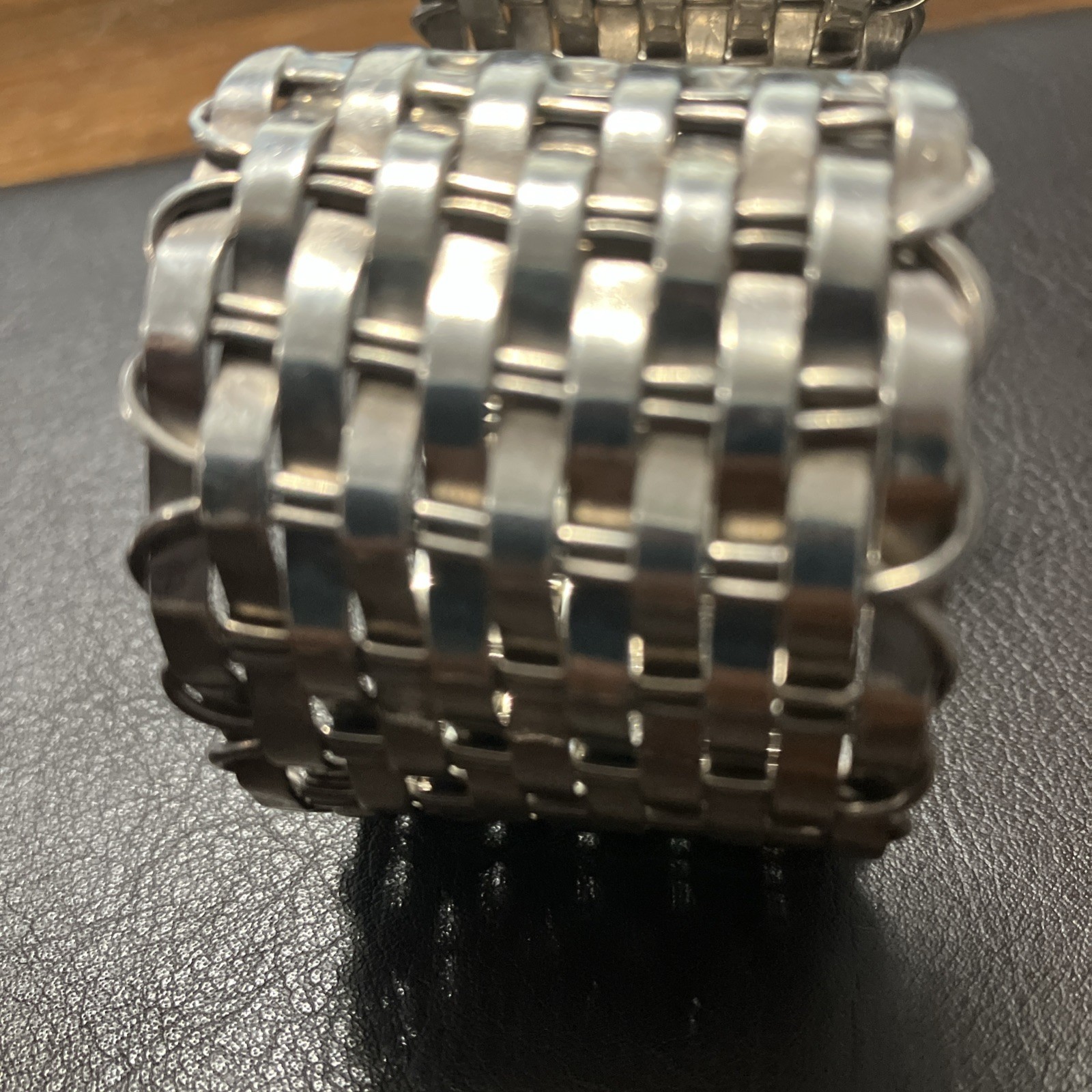 Sterling Silver 925 Cuff Woven 54.4 Grams Adult Unisex Adjustable