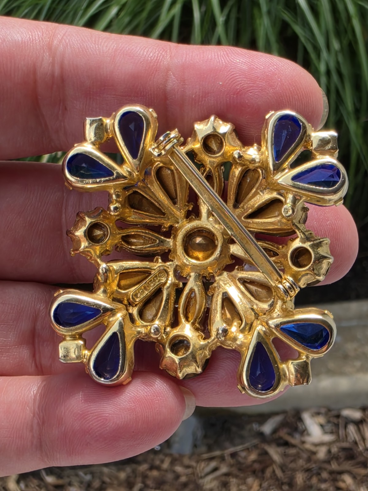 Vintage Signed Edlee Maltese Cross Brooch Multicolor Rhinestones Statement