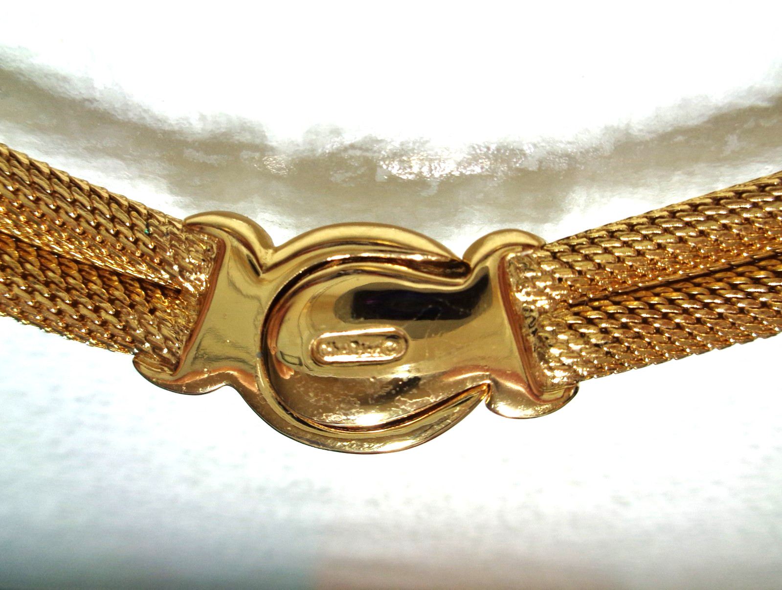 CHRISTIAN DIOR Signed, Authentic, Vintage, Gold Tone, Clear Rhinestones Swirl Me
