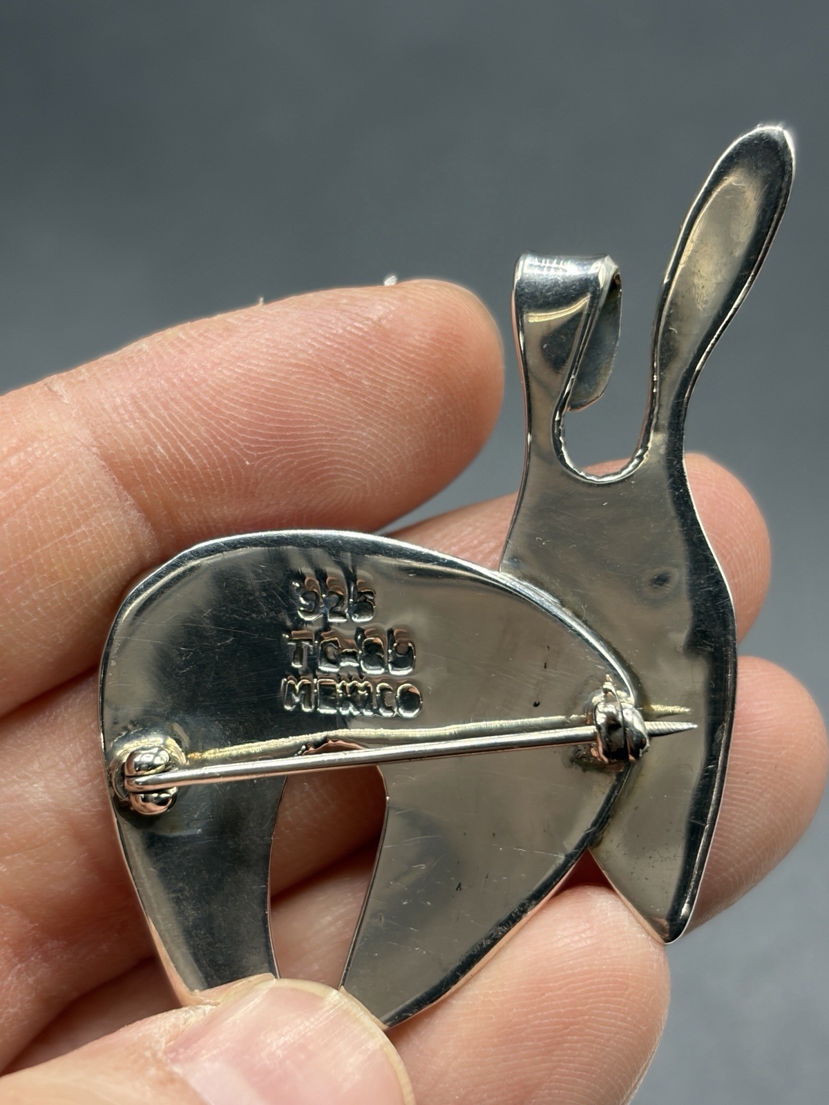 Vintage Mexico Bunny Rabbit Pendant Brooch Sterling Silver 925 Taxco Animal 14g