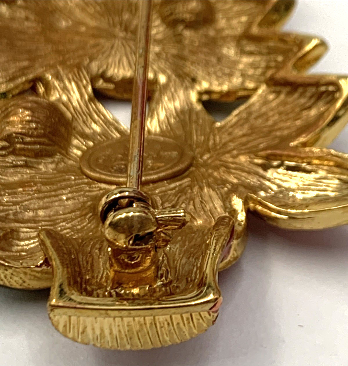 VTG Signed Christopher Radko Poinsettia Enamel Brooch Pendant 2-1/8 x 1-5-8”