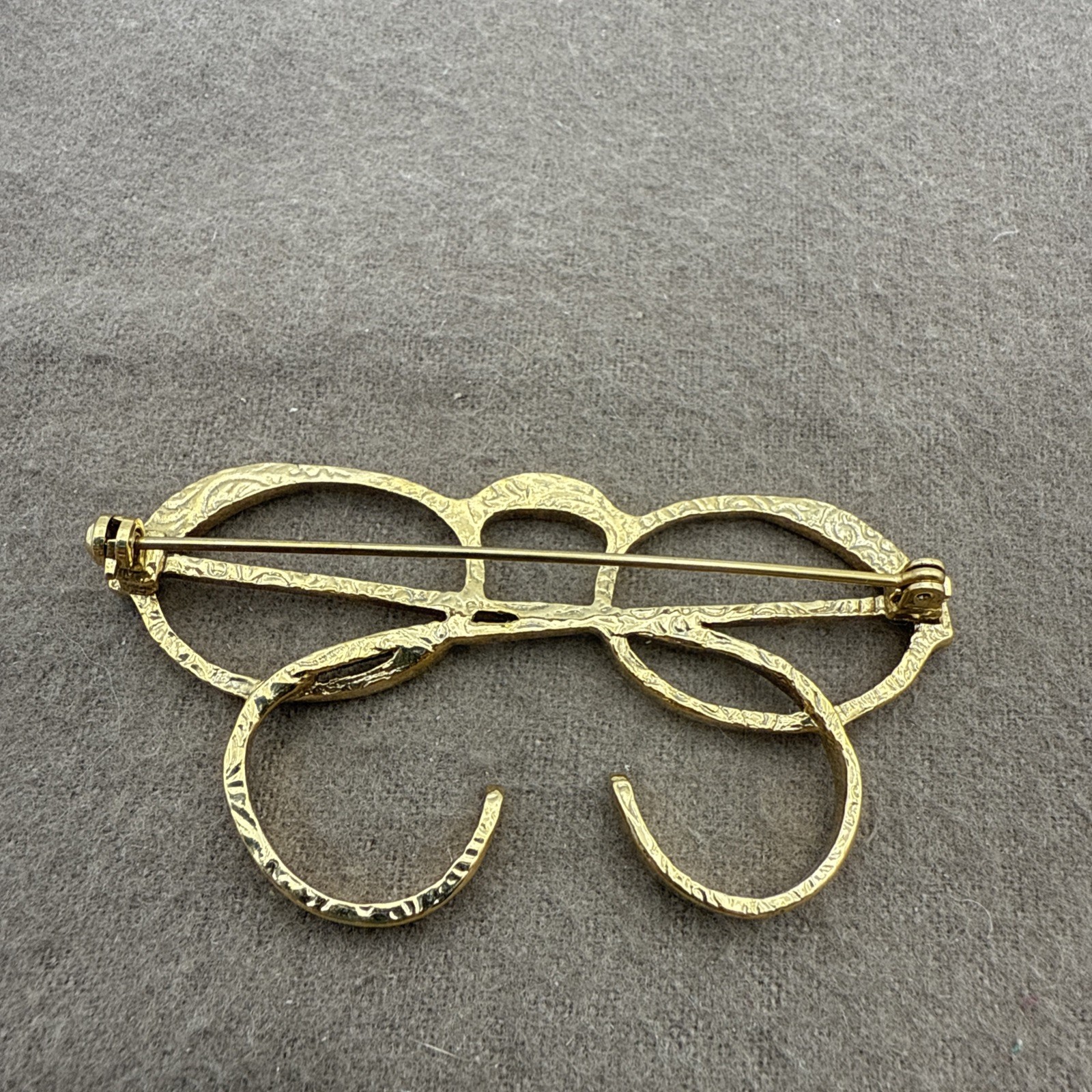 Vintage Gold tone Spectacle Eyeglasses with Rhinestones Pin Brooch