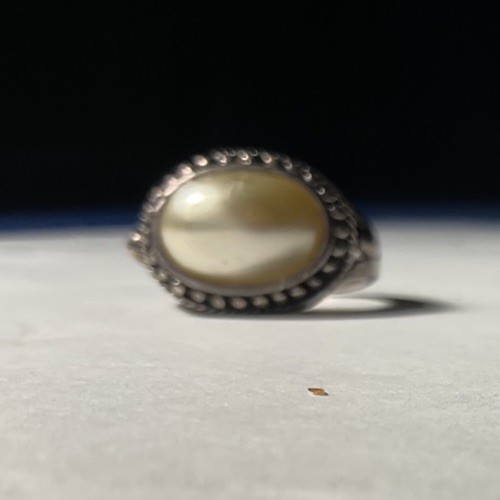 1920’s Art Deco Ring Sterling Silver 925 Faux Pearl Size 6 .75, 4,5 Grams