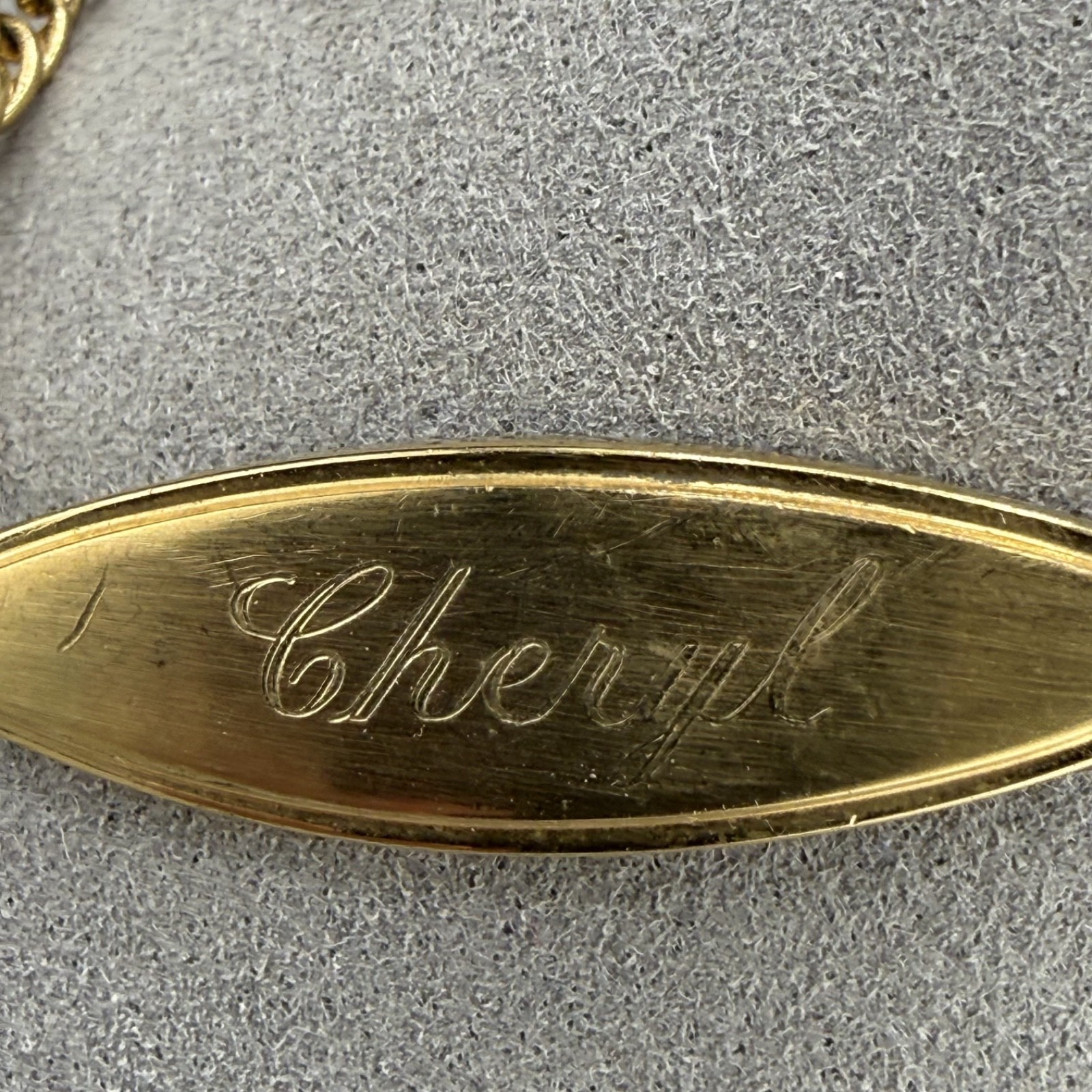 Vintage Speidel ID Bracelet Gold Tone Engraved “Cheryl” 6.5”