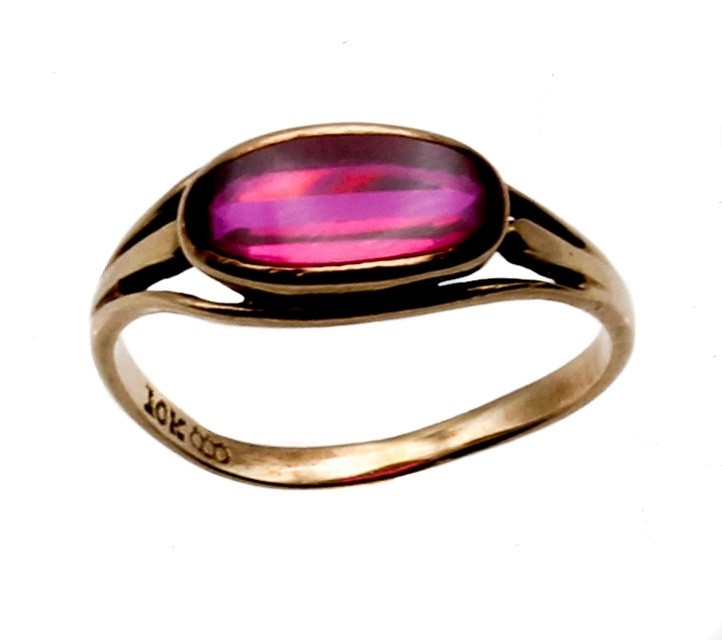 Antique Victorian 10K Rose Gold Ruby East-West Ring M.B. Bryant & Co NY Size 5.5