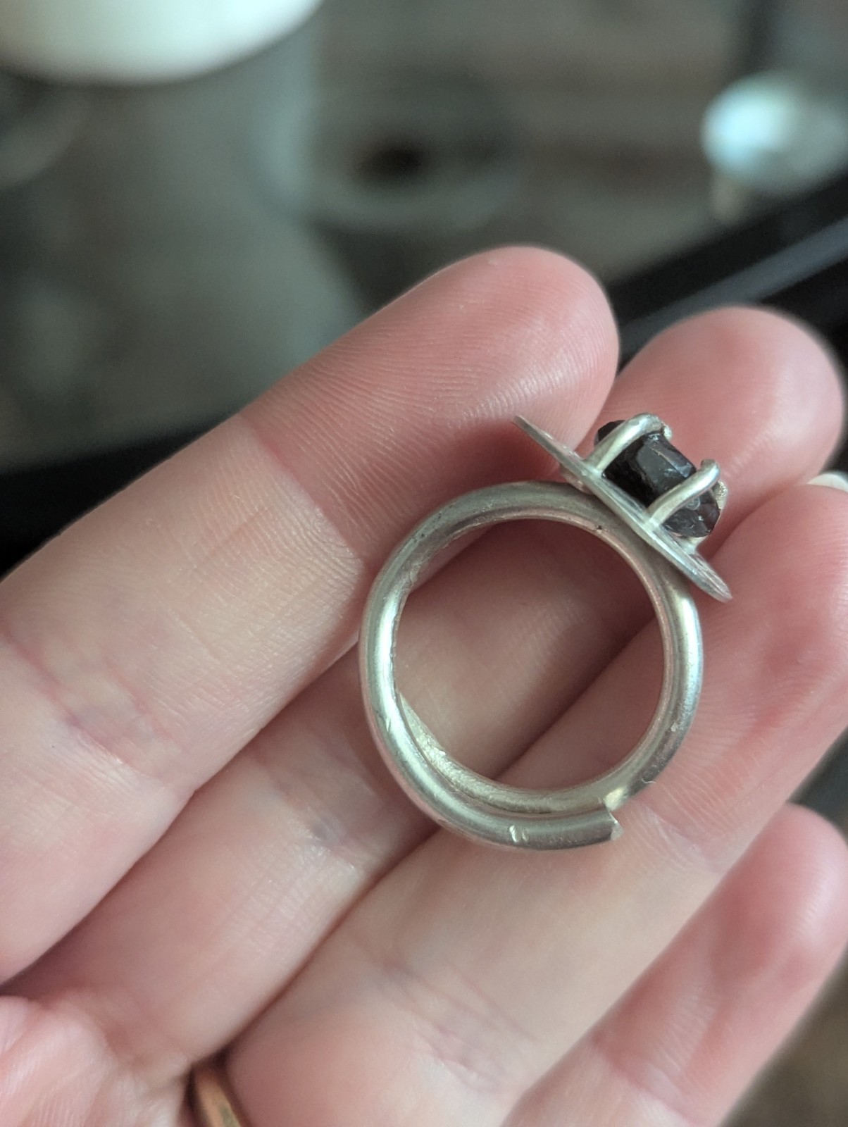 Vintage Silver Modernist Ring 7.5 Freeform Art Sculptural Irregular Handmade