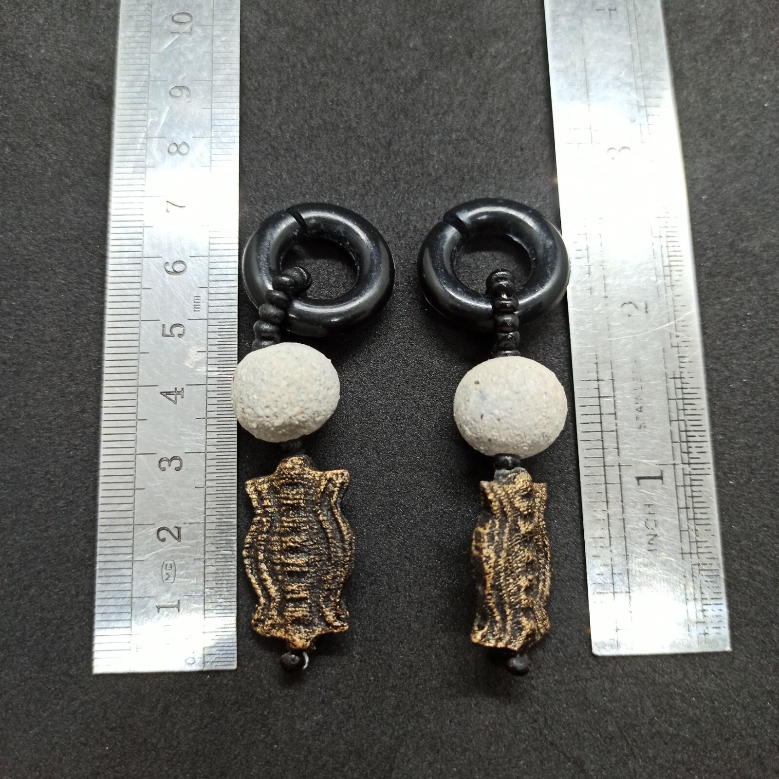 Authentic Vintage Bohemian Earrings Long US No Holes Clip Hoop Hippie Lightweigh