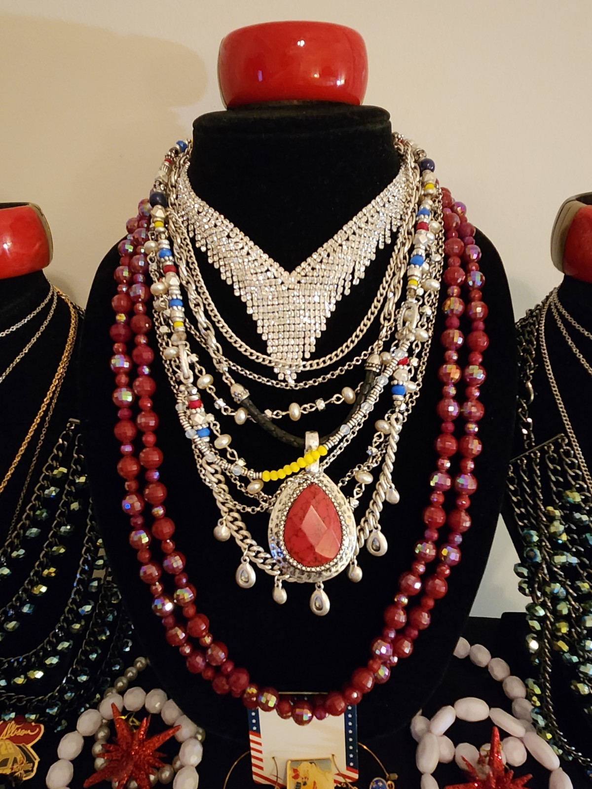 July Joy! Red White & Blue Vintage To Modern Asst Costume Jewelry Lot