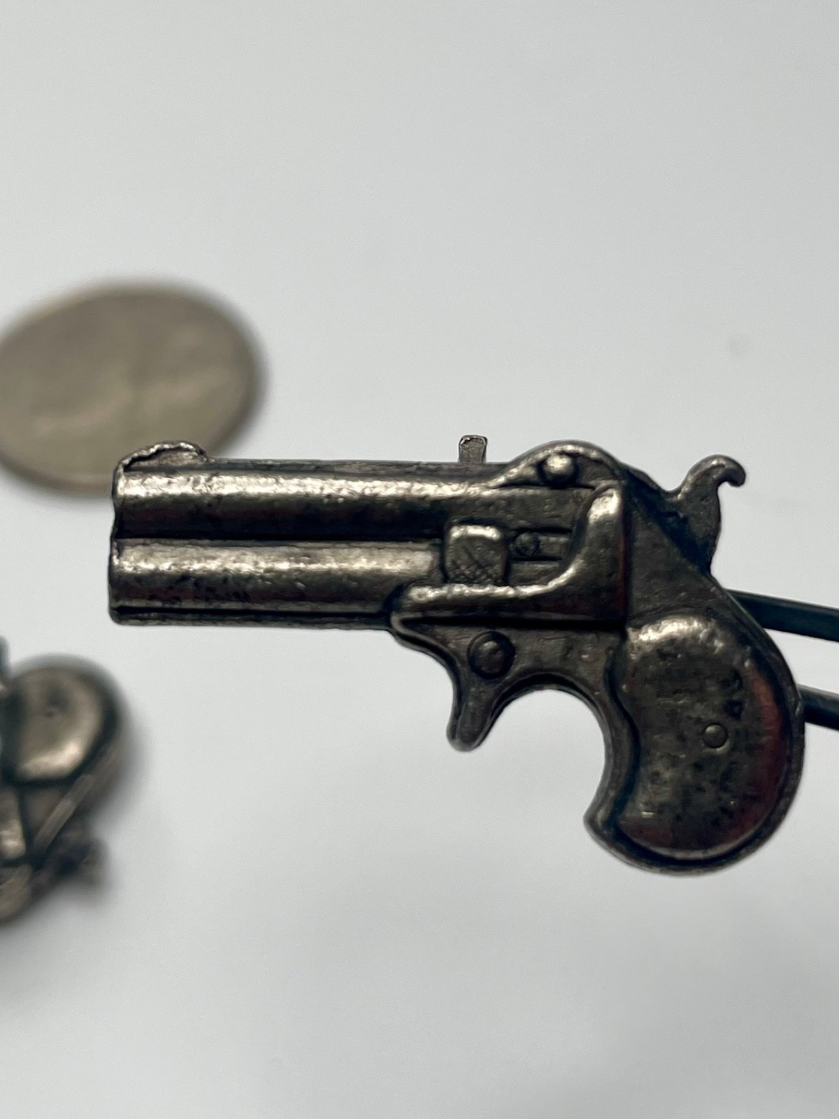 Vintage Remington Model 95 Double Derringer Pistol Silver Tone Cufflinks