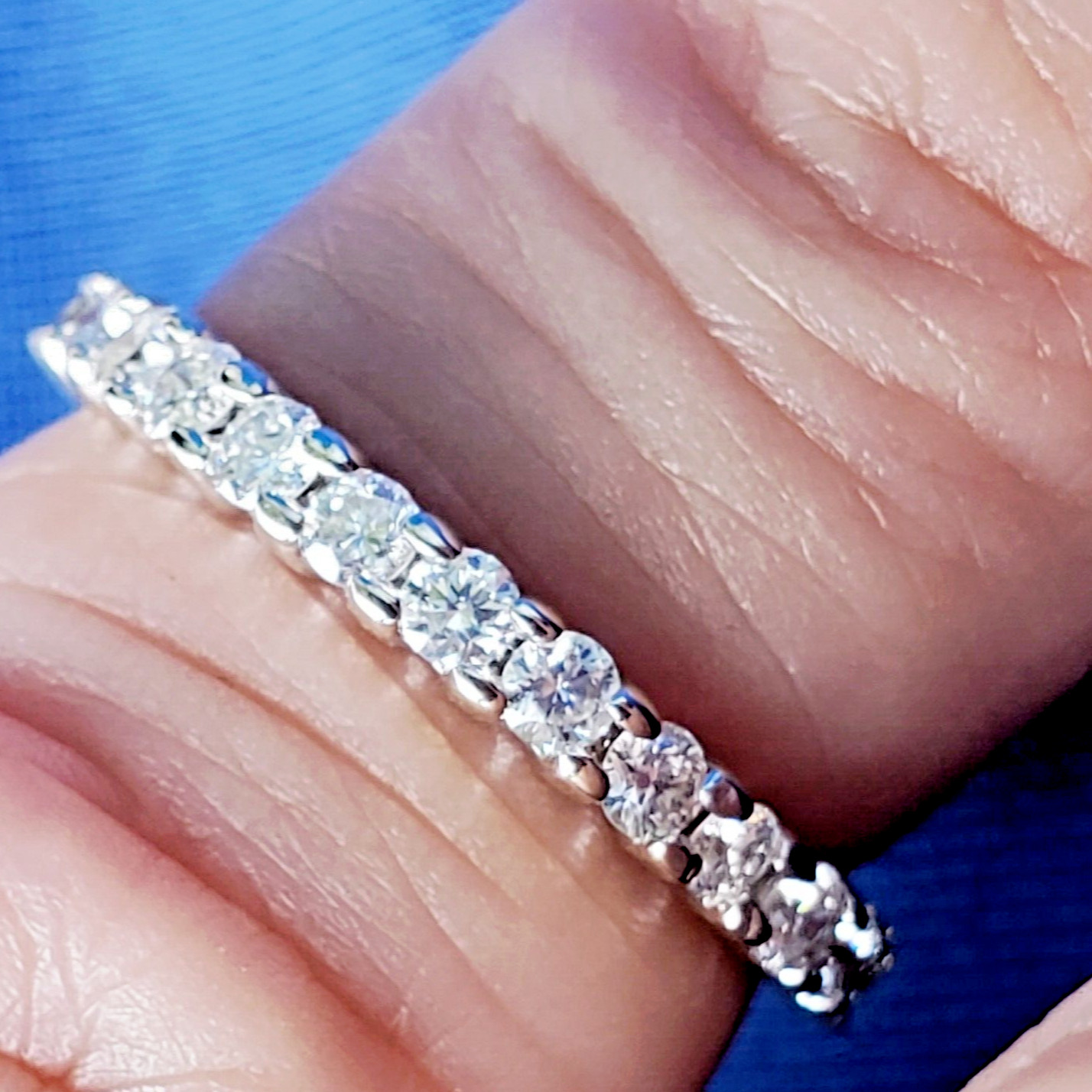 EARTH MINED DIAMOND Deco Style Wedding BAND 14K GOLD Stacking Anniversary RING