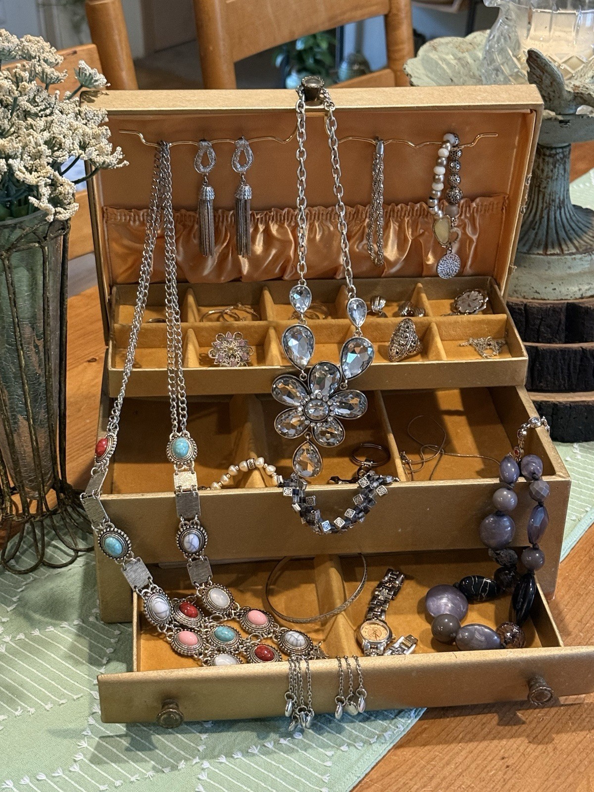 Vintage to Modern Silver Tone Mixed Costume Jewelry Necklace Earrings Bracelet