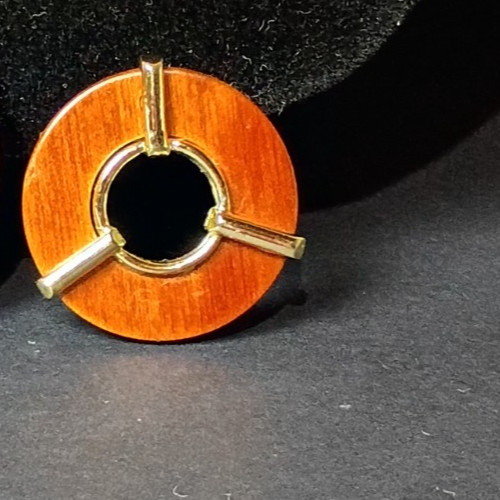VTG Mid-Century Modern Wood and metal 1″ brooch MCM