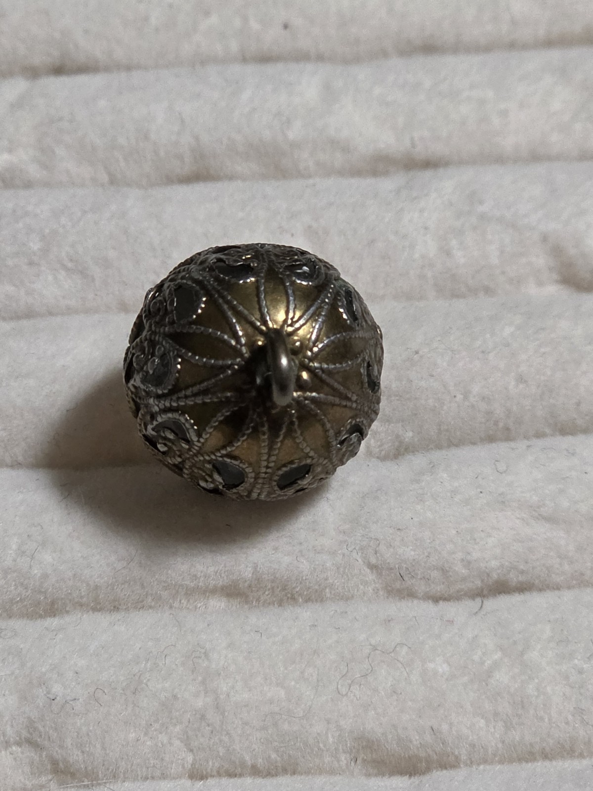Victorian Bronze Openwork Ball Pendant Over Crystal Ball Very Interesting Piece