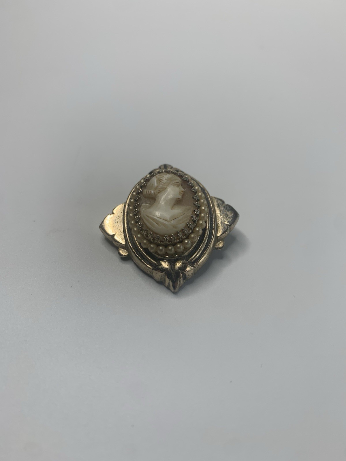 Vintage Gold Tone Coro Cameo with Original Box
