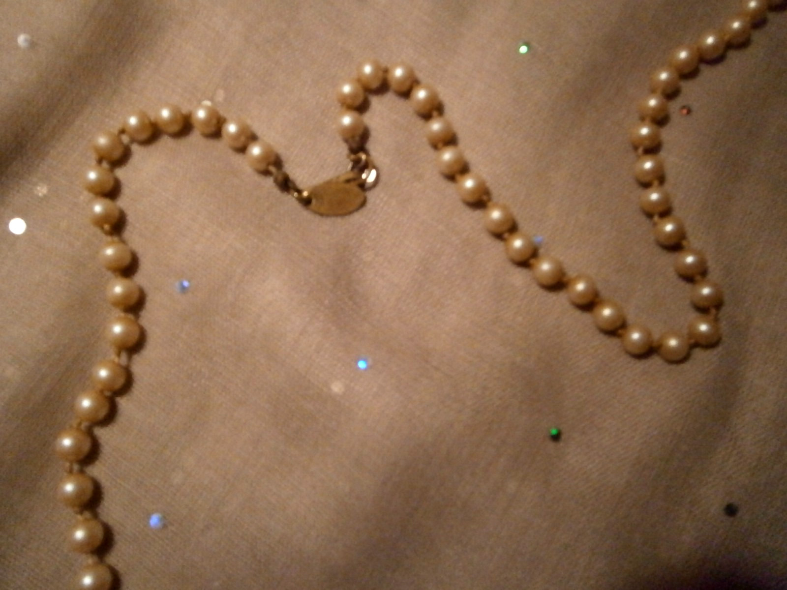 Vtg Signed Miriam Haskell Pat#3427691 Cream 4mm Faux Pearl Beaded Necklace 32″