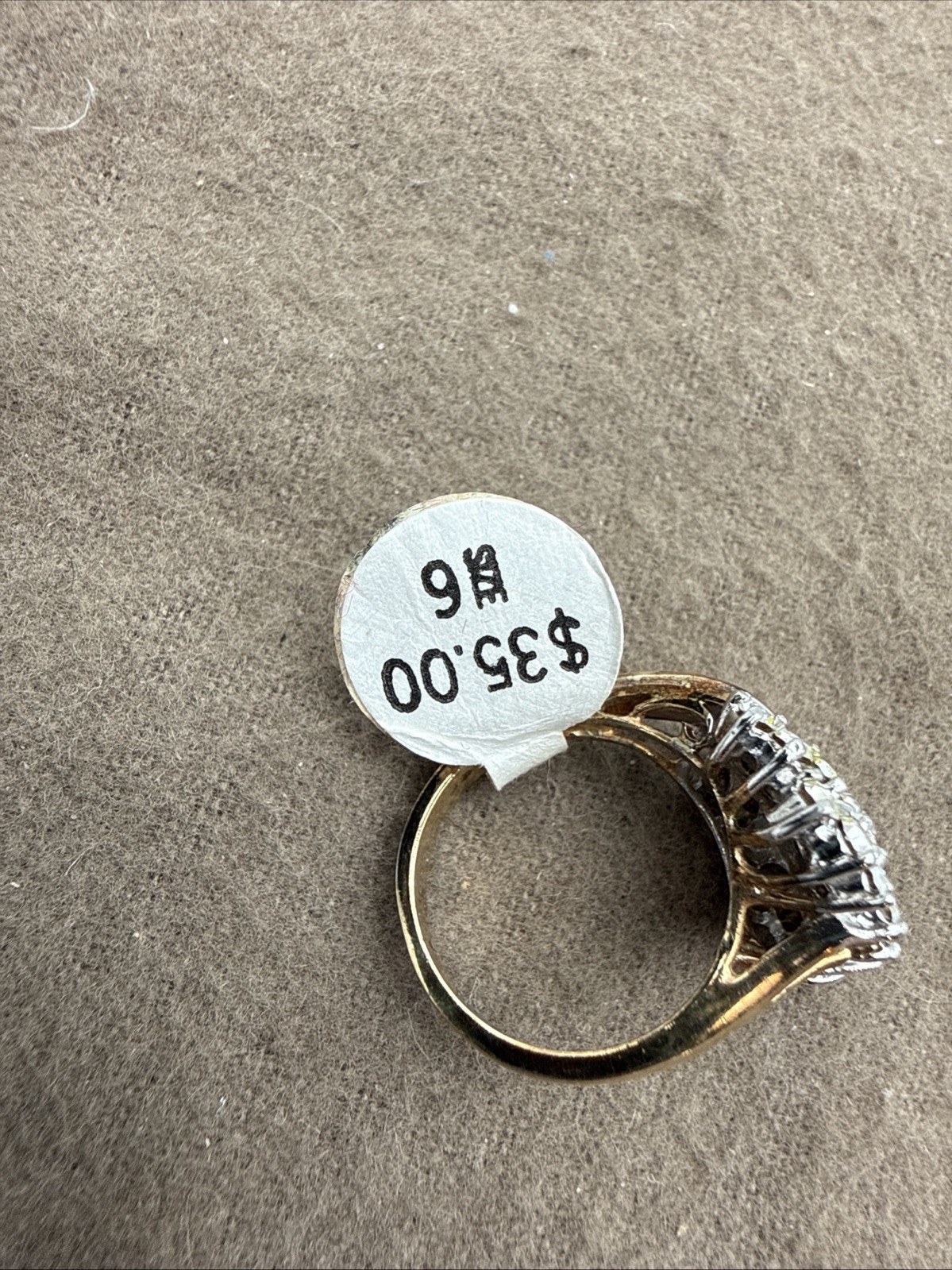 Vintage Statement Cocktail Ring Lot – Clear Stones Gold tone Sizes 5.5 – 6.5