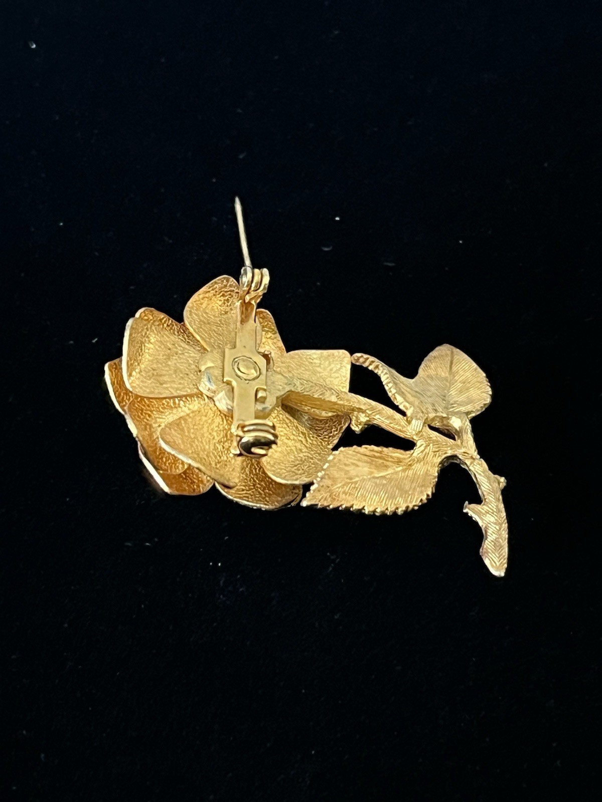 Vintage Gold Tone Layered Rose Flower Brooch Pin