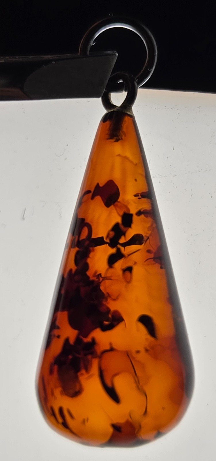 Vintage Brown Natural Amber Pendant from Latvia, Teardrop Shaped