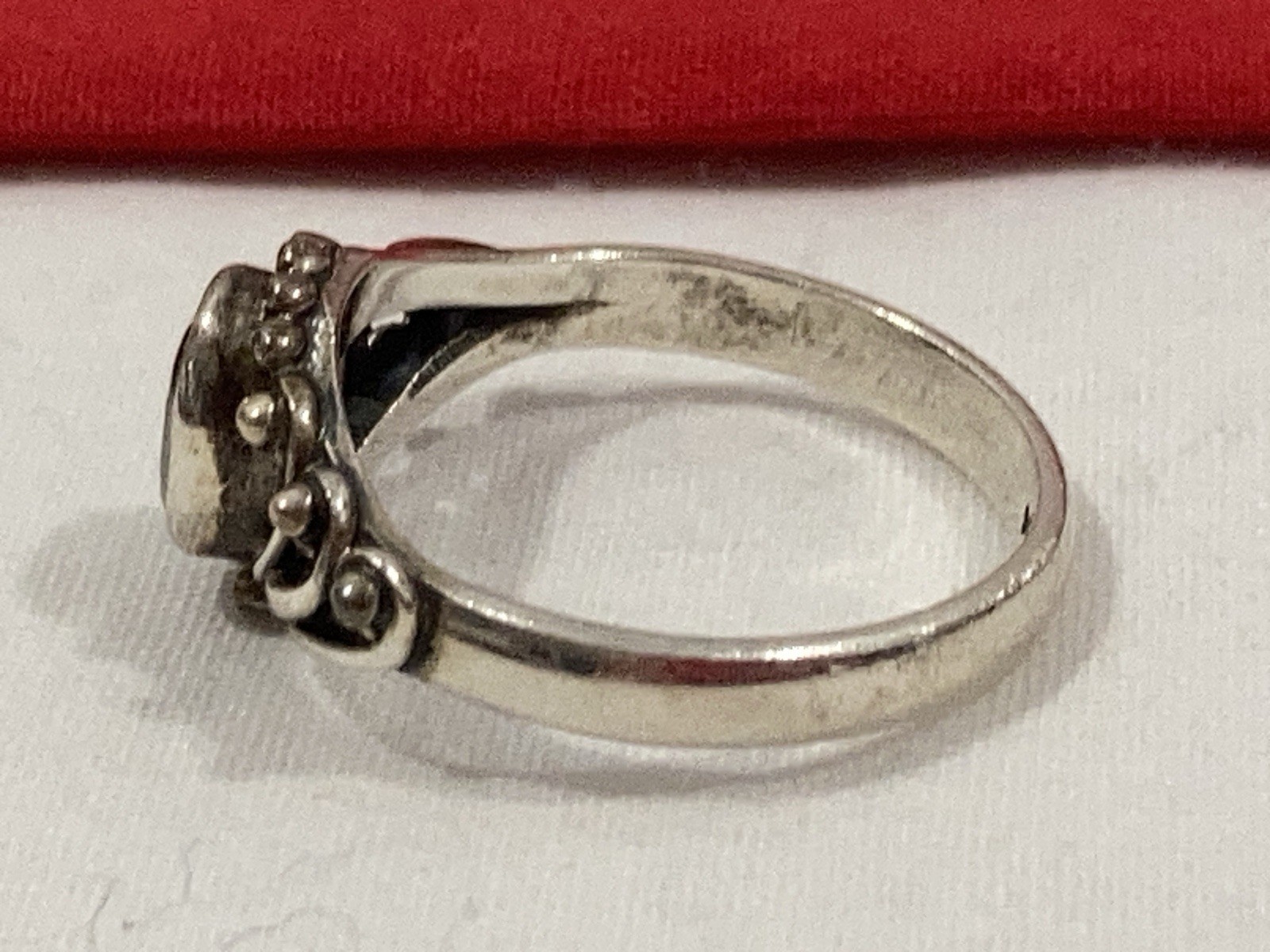 Vintage 925 Sterling Silver Southwestern Aquamarine Stone Band Ring SIZE 6.75/7