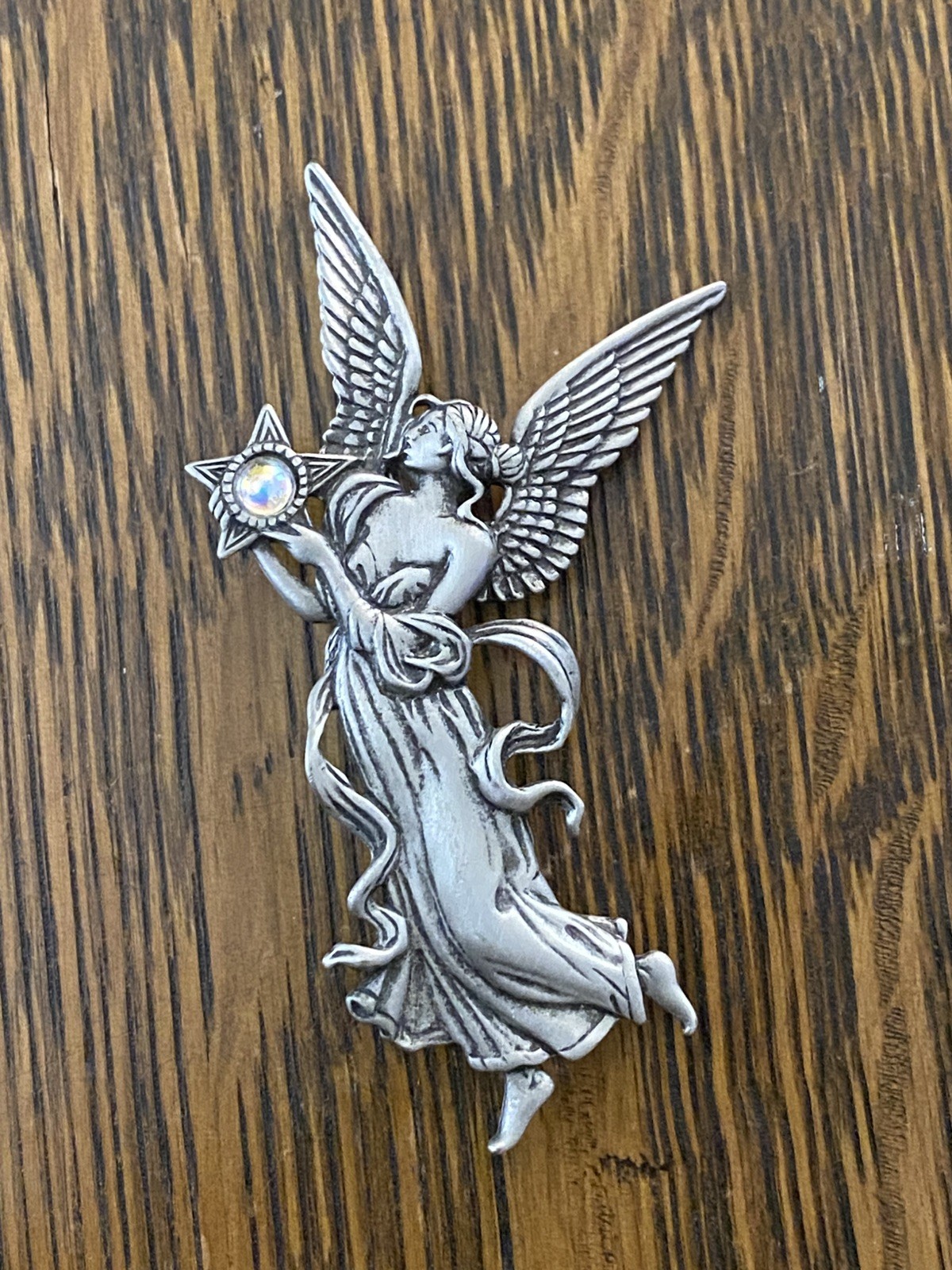 JONETTE JEWELRY – PEWTER ANGEL STAR BROOCH /PIN **FREE SHIPPING**