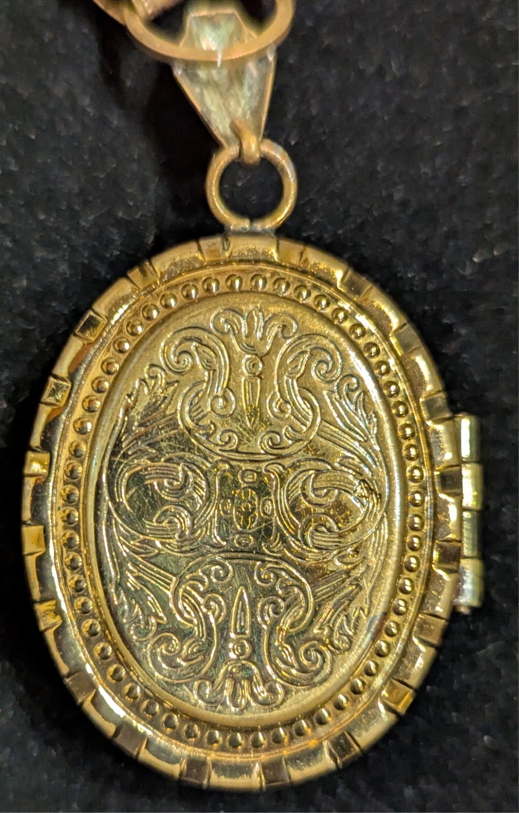 Antique Gold Filled Locket on Book Chain Fancy Layered very Ornate